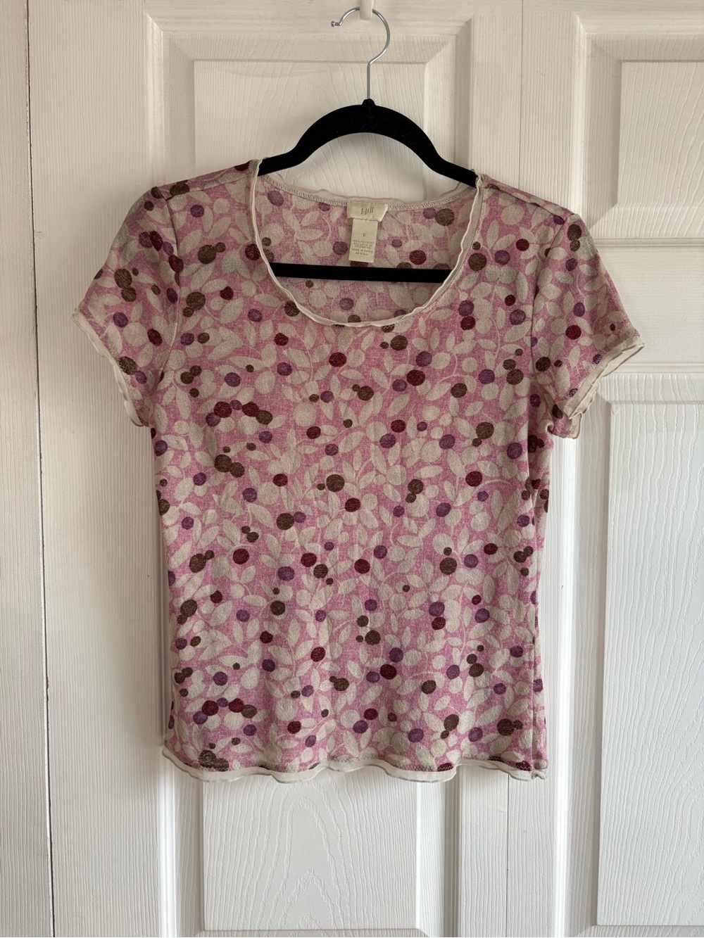 Vintage J Jill Korea Pink Berries Floral Blouse Romantic Fairy Blouse Top S
